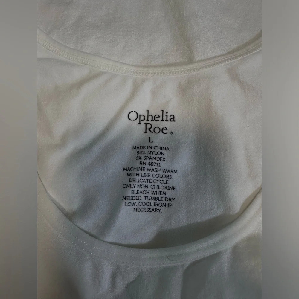 Ophelia Roe Nylon white Spandex Blend Tank Top tummy control size Large #1215 - Picture 4 of 4